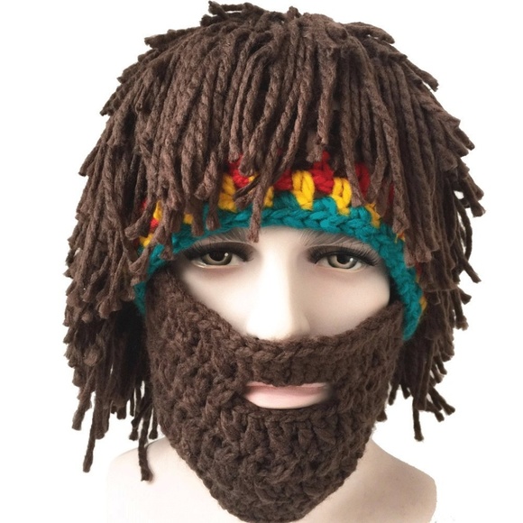 Halloween Costume Knit Mask Wig Beard Hat - Picture 3 of 3